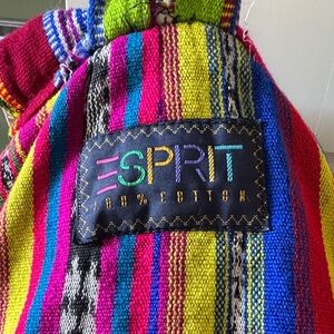 Esprit Striped Woven Backpack in Pink, Blue, Green, Yellow